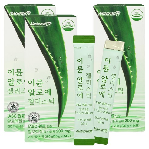 네추럴라이즈 이뮨 알로에 젤리스틱, 280g, 3개