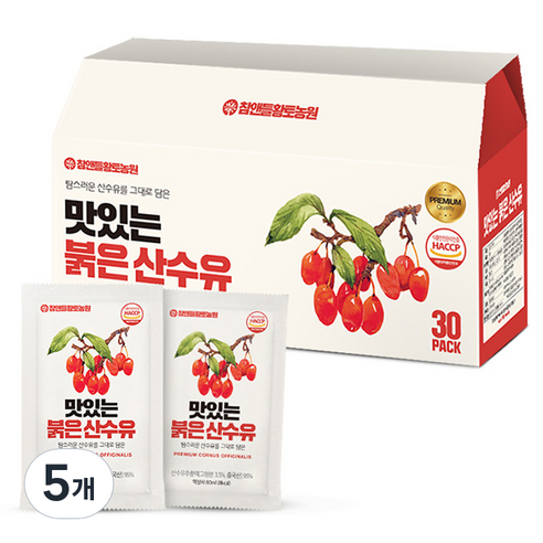 참앤들황토농원 맛있는 붉은 산수유 건강즙, 2.4L, 5개