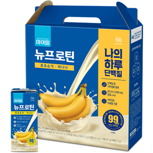 마이밀 뉴프로틴 로우슈거 바나나 헬스보충식품, 190ml, 16개