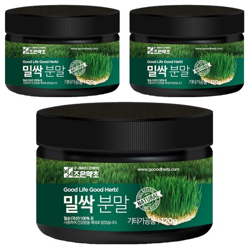 조은약초 밀싹 분말, 3개, 120g