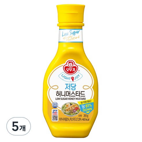 오뚜기 LIGHT 앤 JOY 저당 허니머스타드, 265g, 5개