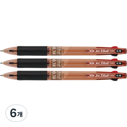 자바펜 제트3볼 3색 볼펜 0.38mm, 브라운, 12개