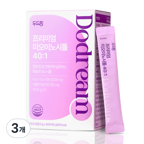 두드림 프리미엄 미오이노시톨 40:1, 3개, 30회분