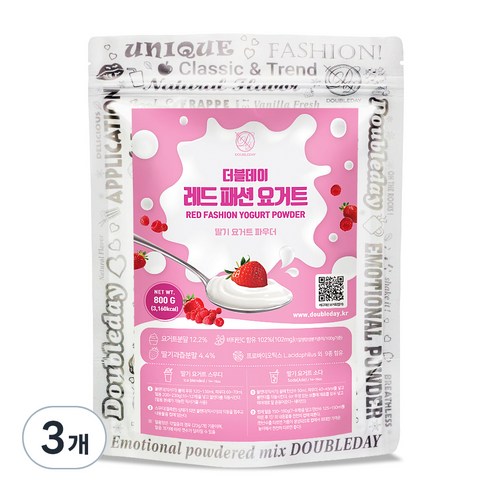 더블데이 레드패션 딸기 요거트 파우더, 800g, 3개