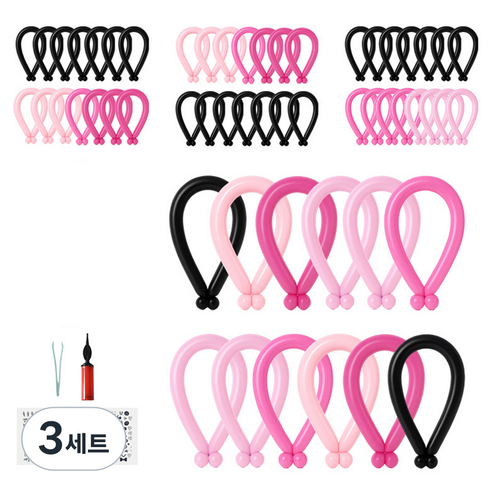 피앤비유니티 요술풍선 50p + 펌프 + 레터링스티커 +스티커집게 세트, 블러쉬 빈티지 혼합5색, 3세트