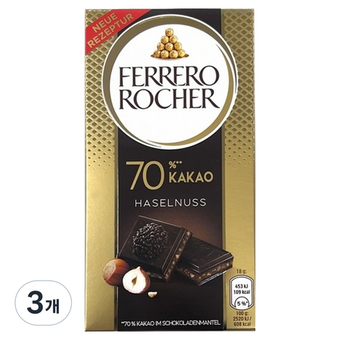 페레로로쉐 초콜릿바 헤이즐넛, 90g, 3개