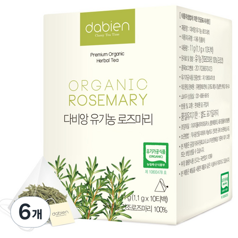 다비앙 유기농 로즈마리차, 1.1g, 10개입, 6개