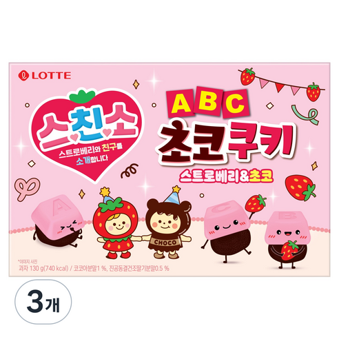 롯데웰푸드 ABC 스친소 초코쿠키 스트로베리 초코