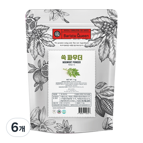 바리스타퀸 쑥 파우더, 1kg, 1개입, 6개