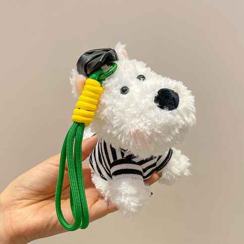 다다랜드 꾸멍친구들 강아지 인형 키링, 12cm, 블랙, 1개