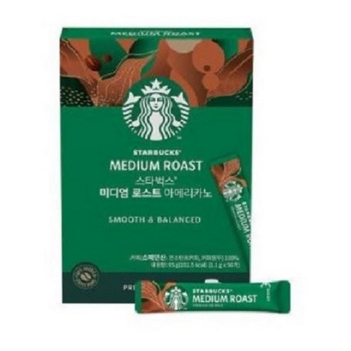 스타벅스 미디엄 로스트 아메리카노 원두커피믹스 1.1g, 1.1g, 1개입, 50개