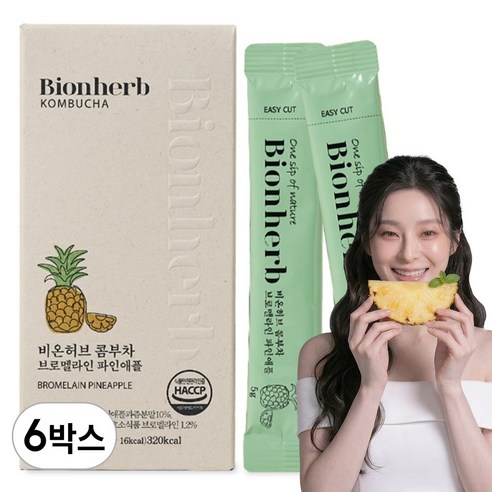 당0g 맛있는 콤부차 파인애플 브로멜라인 19종 유산균 비타민C 비온허브, 5g, 6박스