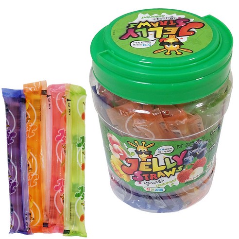 키즈웰 천연과즙 스트로우 젤리 통, 810g, 8개