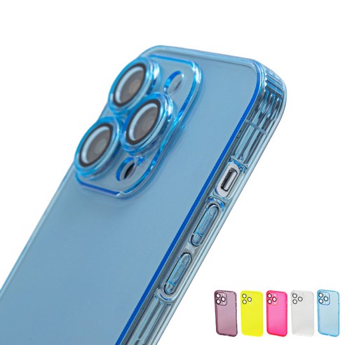 아이폰 카메라 글라스 렌즈보호 투명 네온 컬러 슬림 젤리 케이스 for iPhone 14 13 12 mini pro max 갤럭시S23 울트라 플러스