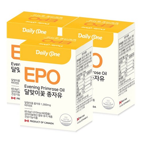 데일리원 EPO 달맞이꽃 종자유 1010mg 60캡슐 감마리놀렌산 개별포장 위생적인