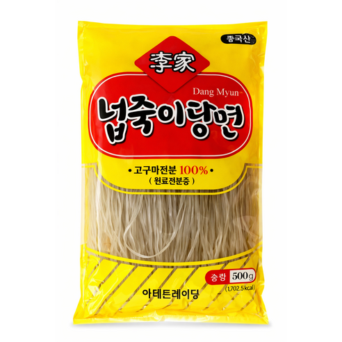 이가 당면 고구마전분100% 쫄깃한 찜닭 마라탕 넓적 납작 중국당면 넙죽이당면, 1개, 500g
