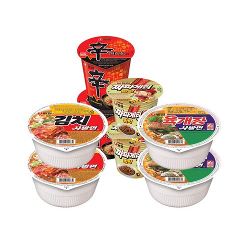 농심 컵라면 소컵 모음 김치사발면 2개+육개장사발면 2개+신라면 2개+짜파게티범벅 2개