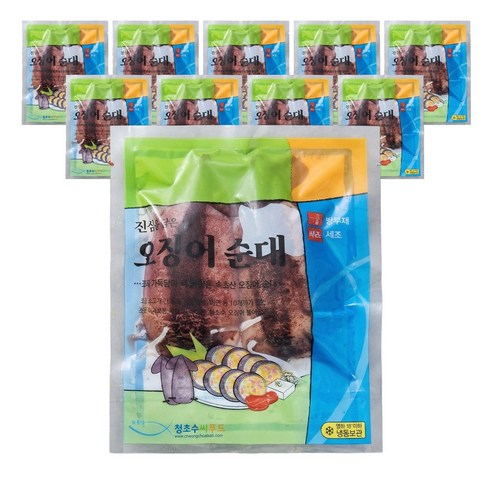 속초 청초수물회 청초수 통오징어순대 오징어순대 1팩 2미, 10개, 500g