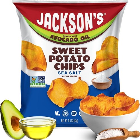 Jacksons 잭슨스 아보카도 고구마 케틀 칩 씨솔트 맛