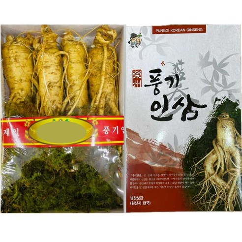 6년근 인삼 선물 왕특대 굵기 4-6뿌리/한채 종이상자 이끼포장 풍기인삼시장 한보인삼사, 750g, 1세트