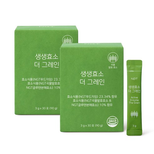 네츄럴굿띵스 NGT 생생효소 더 그레인 30포, 2박스, 90g