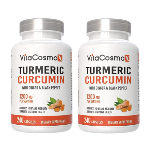 VitaCosmoX 비타코스모엑스 유기농 강황 터메릭 커큐민1200mg Turmeric Curcumin 야채캡슐 미국제조사 배송