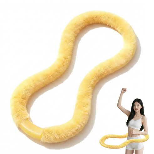 2026 JOMO 신상 6세대 소프트 인조 토끼털 가중 훌라후프 2kg 여성용 복부운동 다이어트 뱃살 허리운동 홈트, 1개, Yellow, 2000g