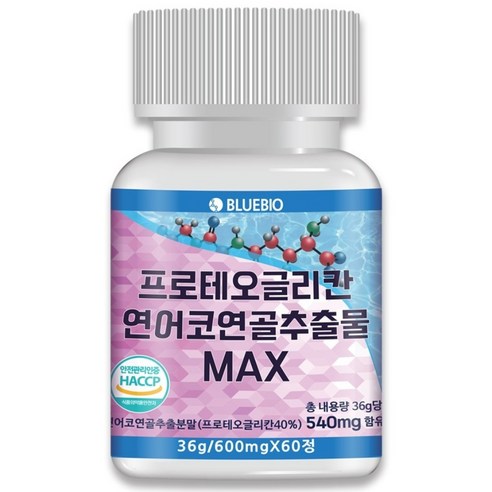 프로테오글리칸 연어코 연골 추출물 MAX 600mg 60정 2형 콜라겐 콘드로이친 글루코사민 류신 함유