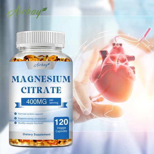구연산마그네슘 400mg - 근육, 뼈, 심장 건강을 지원하고 면역력을 향상시키며 흡수율과 생체이용률이 높은 필수 비건 미네랄입니다.