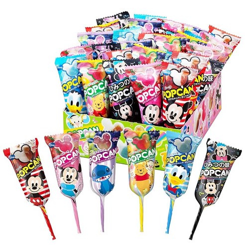 팝캔 다채로운 사탕 1상자 6종류 30개 세트 디즈니 에자키 글리코 candy lollipop disney mickeymouse