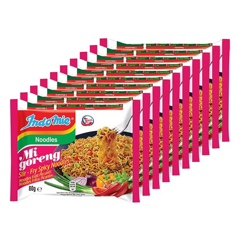 인도네시아 로컬 인도미 미고랭 볶음면 핫 앤 스파이시 indomie mi goreng pedas flavor (매운맛) 85g, 10개, 85g