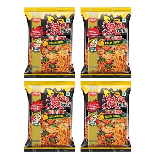 Nissin Geki - 핫 & 스파이시 한국 치즈 맛 인스턴트 누들, 80g (3팩)125016