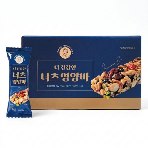 김규흔 한과 더 건강한 너츠 영양바 40개, 40개, 25g