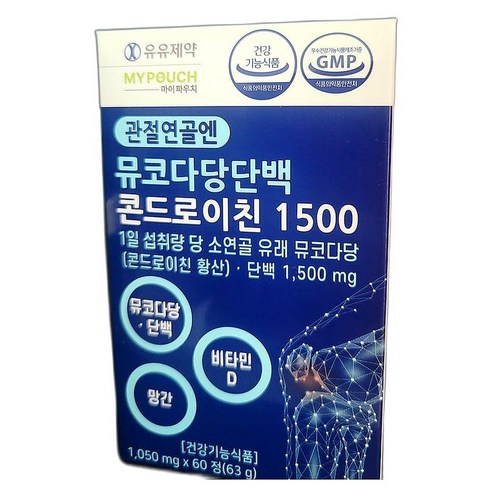 유유제약 관절연골엔 뮤코다당단백 콘드로이친 영양제 1500 63g, 4개, 60정