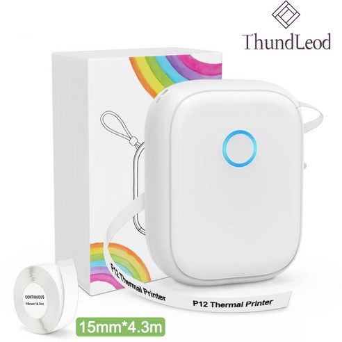 Thund Leod 휴대용 라벨기 블루투스 연결 감열식 프린터, 1개, 흰색