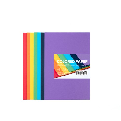 star starred 많이 두꺼운 고중량(600g) 레인보우 7컬러 합지 색지(7 COLORED PAPER), 1개