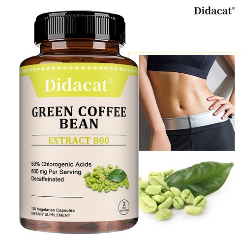녹두 원두 추출물 보충제 - 800mg, 50% 클로로겐산, 체중조절, 에너지 보충, 항산화 - 채식, non-GMO, 3개, 120회분