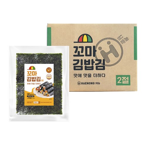 해농 2절 꼬마 김밥김 2등분 200매, 240g, 20개