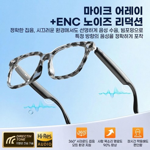호피 패턴 AI 스마트 안경 실시간 번역 녹음 블루투스 통화 노이즈 캔슬링 163개국 언어 지원, 블랙 호피 프레임 (변색 렌즈) AI 버전, A20
