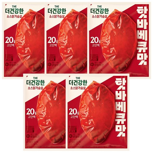 CJ 더건강한 소스닭가슴살 핫바베큐맛, 5개, 100g