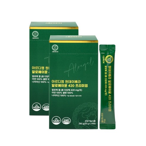 아르디엠 원데이베라 알로에이뮨 420 프리미엄 알로에겔 면역력 젤리스틱 20g x 14포
