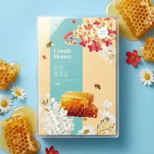 TM Comb Honey 100% 천연 벌집꿀 500g, 2EA
