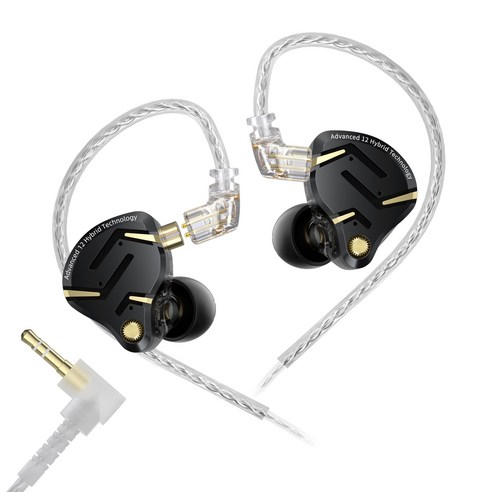 Keephifi KZ ZS12 PRO 2 플래그십급 슈퍼리니어 1DD+5BA 하이브리드 HIFI IEM, 3.5mm 게이잉 인이어 이어폰,유선 이어폰, 블랙, 노마이크