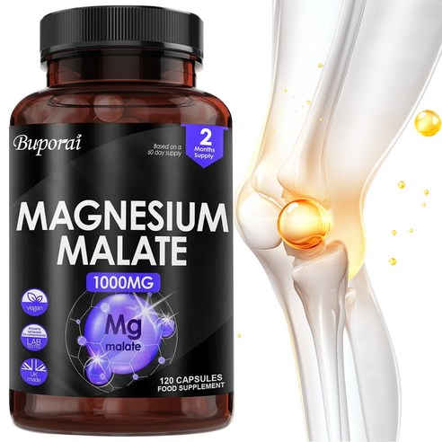 마그네슘 보충제 1000mg - 순수 마그네슘 말레이트 캡슐 - 뼈와 수면 지원 - 고흡수율 원소 - 비건 고강도