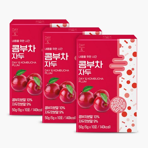 참앤들황토농원 데이앤 콤부차 자두맛, 50g, 3개