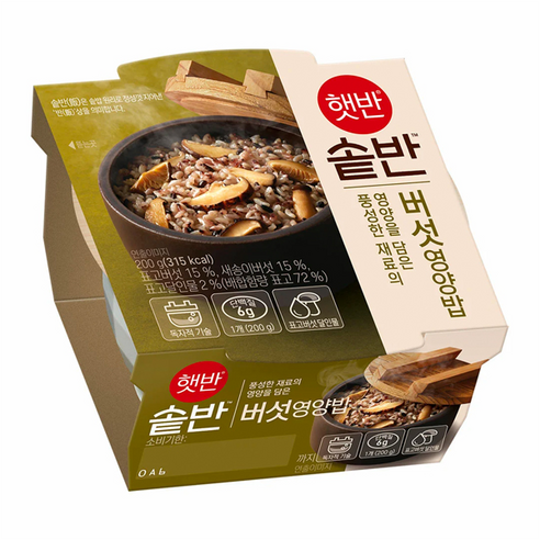 햇반 솥반 버섯 영양밥, 200g, 2개