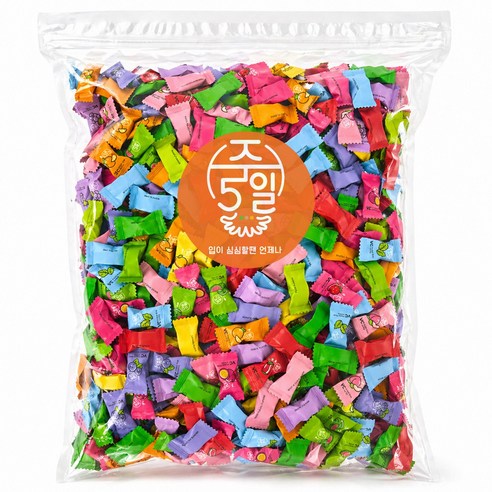 [주5일] 더 쎈게 왔다. 12가지 과일맛 무설탕 캔디 대용량, 1개, 1kg