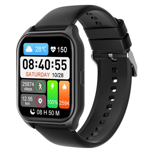 DAICOO 통화가능 GPS 블루투스 스마트워치 42mm, 블랙, 4.2cm, GPS + 블루투스