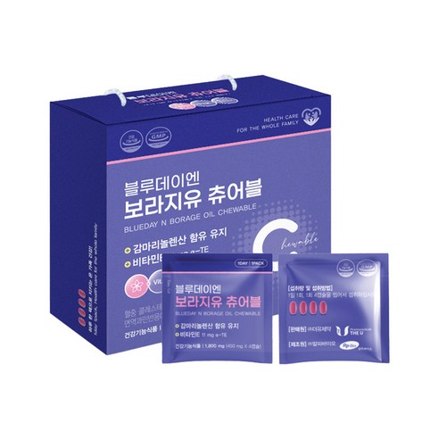 더유제약 블루데이엔 감마리놀렌산 보라지유 츄어블 1,800mg x 30포