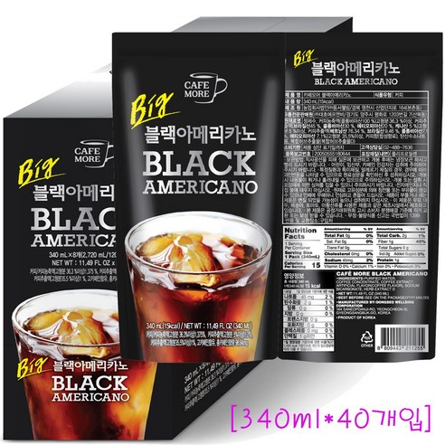 [카페모어] 빅 블랙 아메리카노 (340ml 40개입) 진한 커피향!!